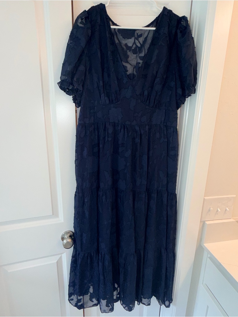 SHEIN Clasi Navy Blue Jacquard Midi Dress – 3X – NWOT
